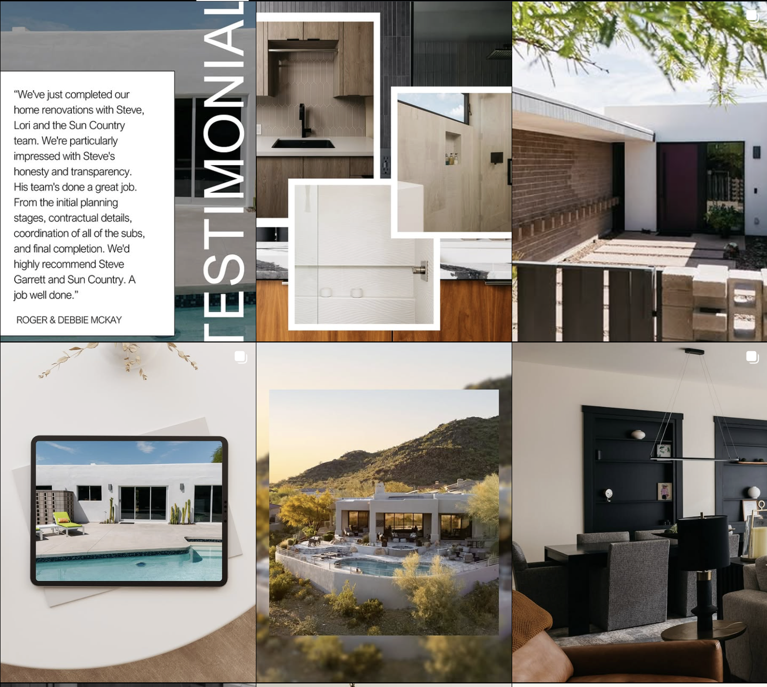 Contractor Instagram feed with cohesive branding managed by BRND BLDRS